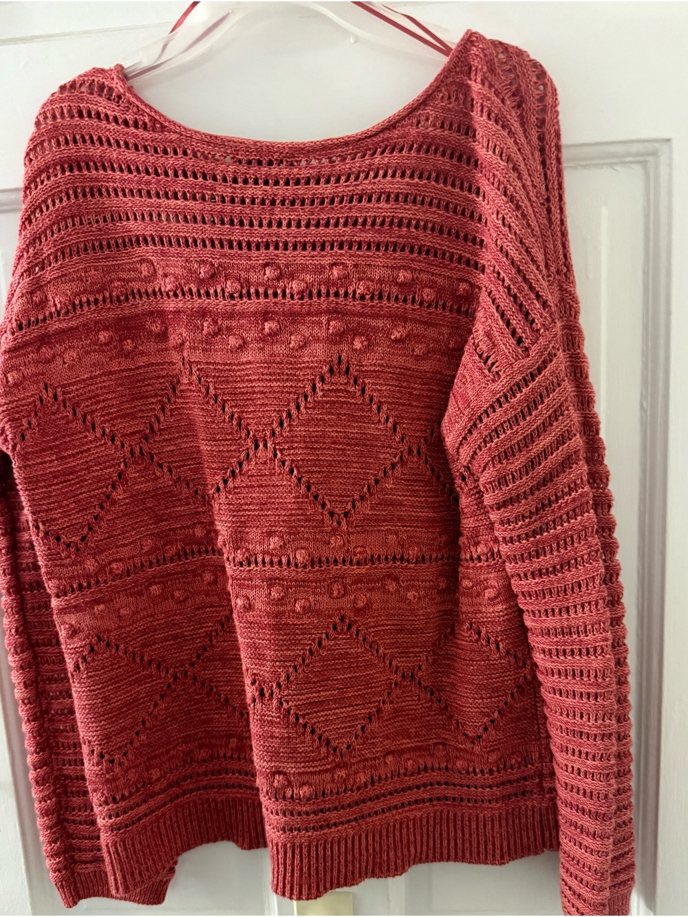 Vince Camuto Textured Crewneck Sweater in Rust